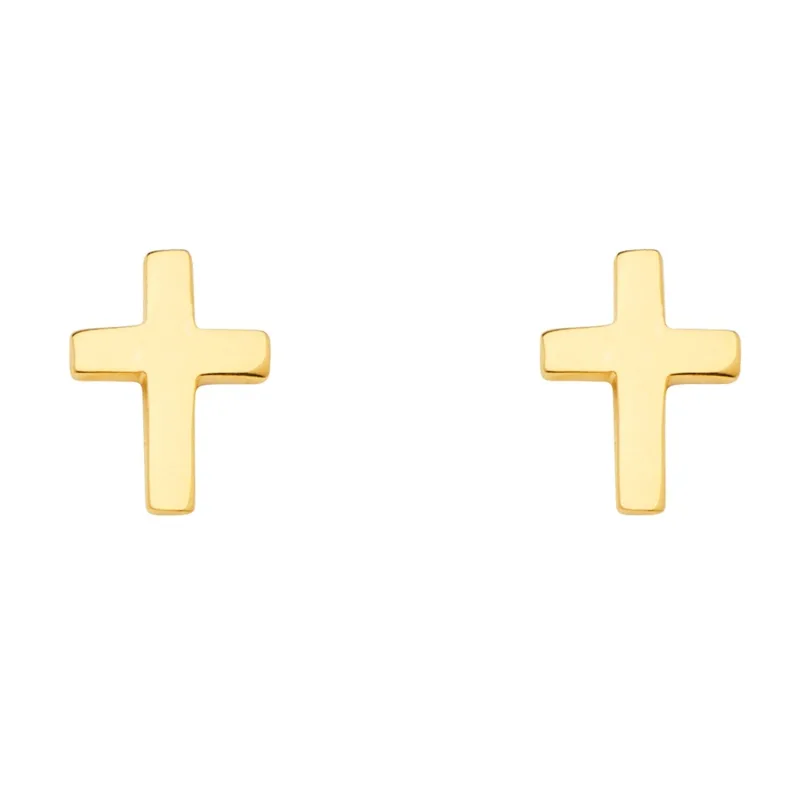 14KY Cross Earring w/Push Back