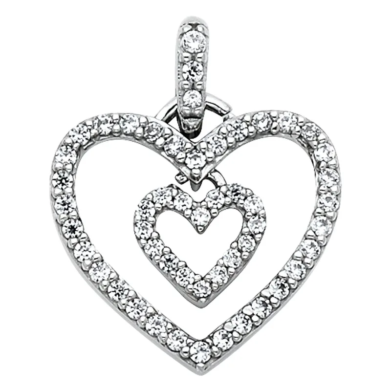 14KW CZ HEART PENDANT (PT563)