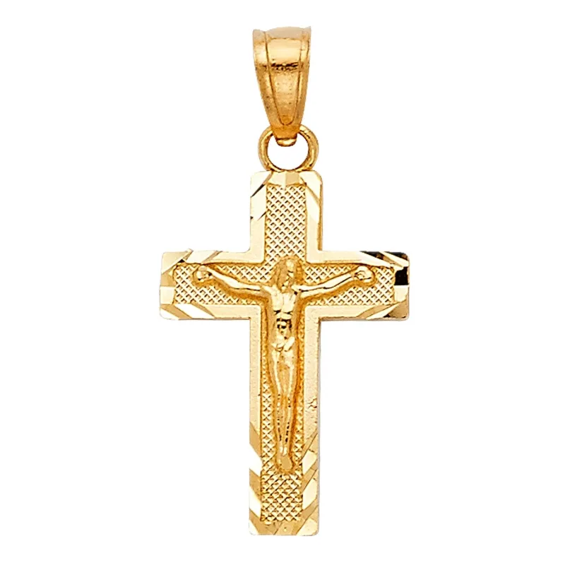 14KY SIDE DIAMOND CUT CRUCIFIX