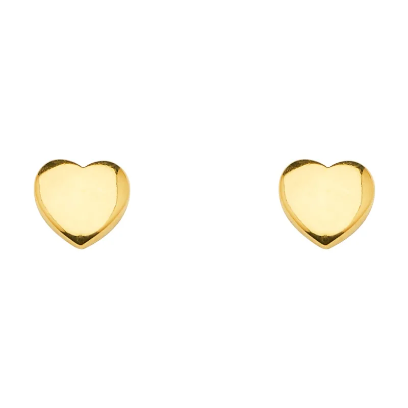 14KY Plain Heart Earring w/Push Back