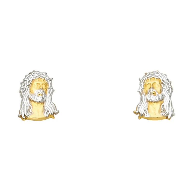 14K 2T JESUS FACE POST EAR
