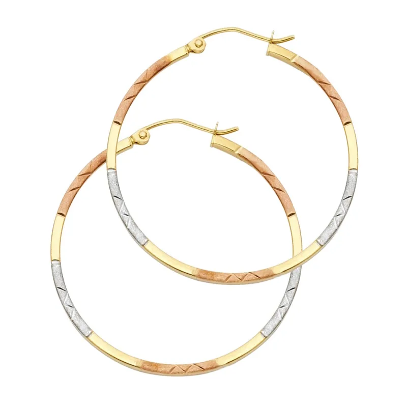 14K 3C SQ TUBE HOOP EARRING (25MM)