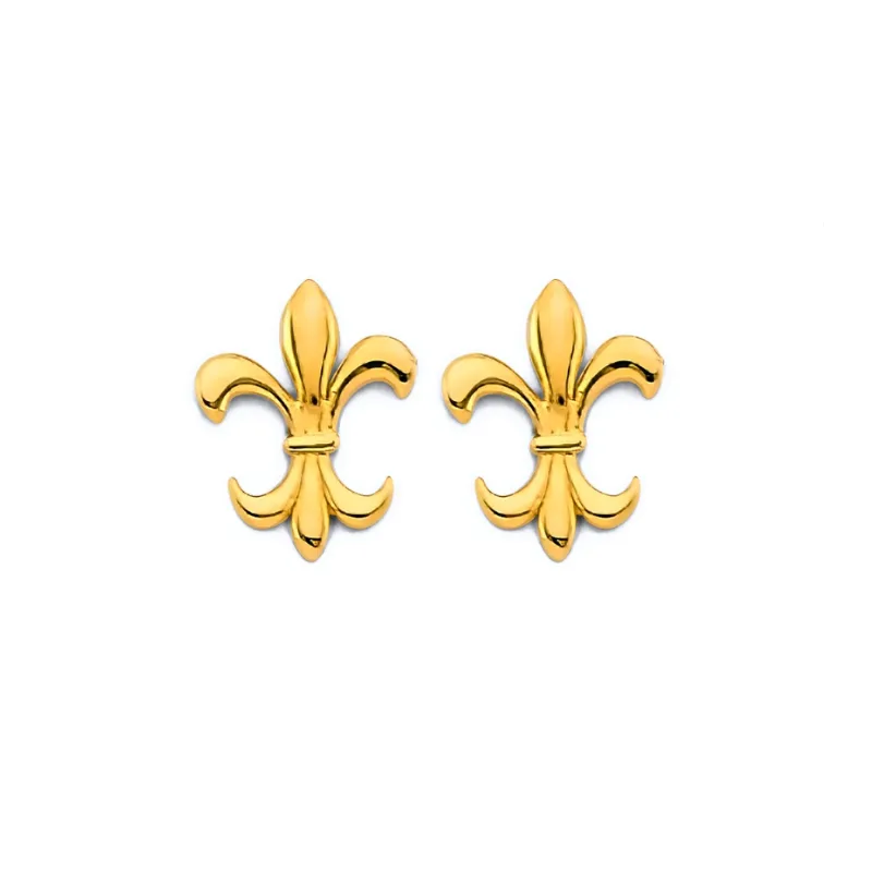 14KY Fleur-de-lis Push Back Earring